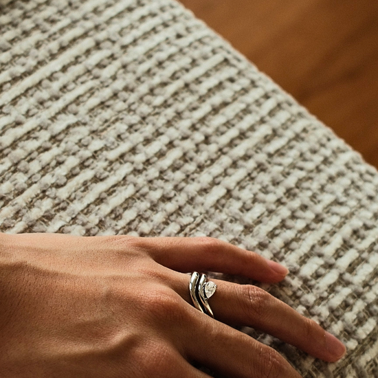 ring set worn stacked on hand